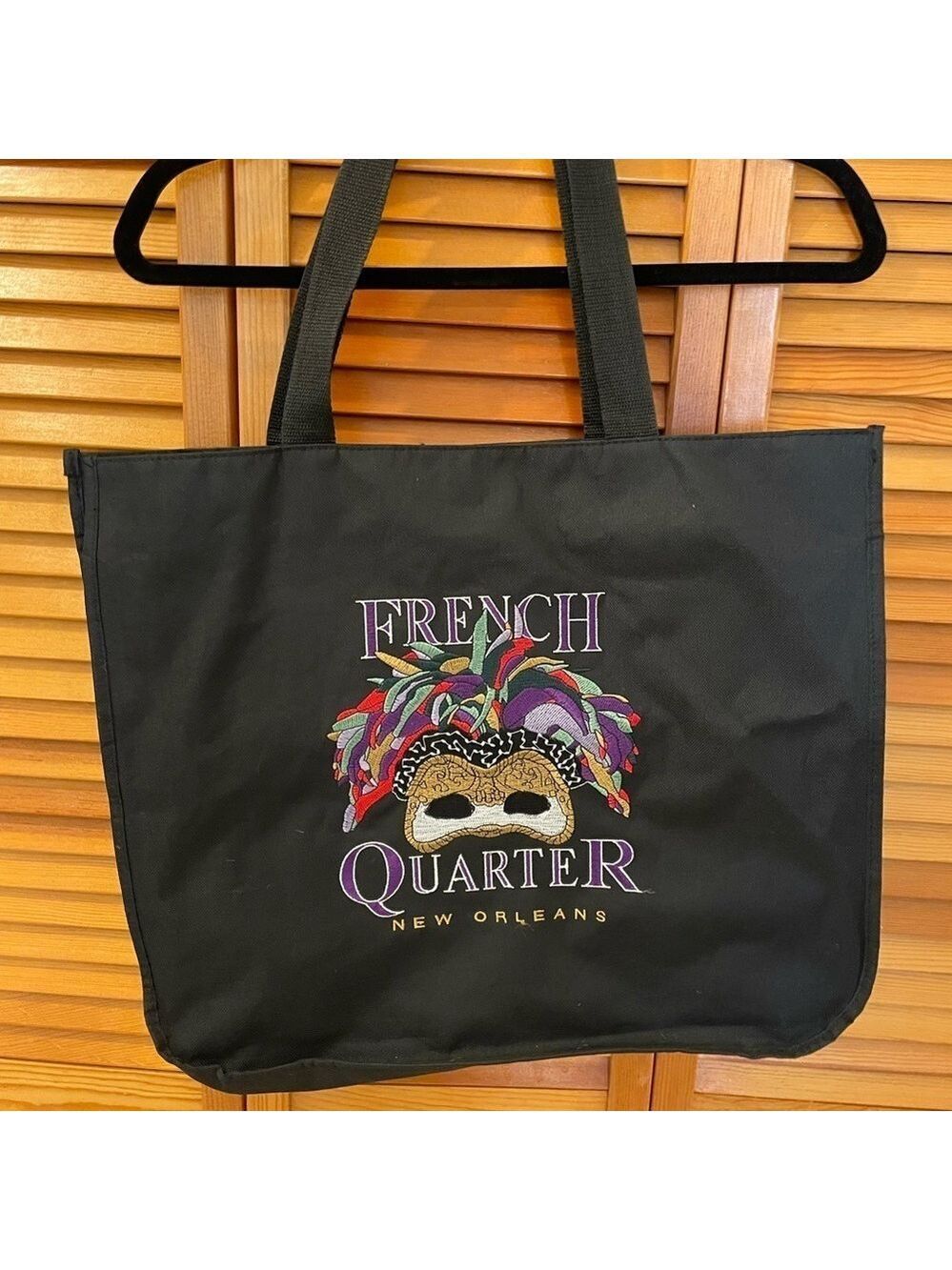 French Quarter New Orleans Canvas Large Tote Bag Black & Gold NWOT.